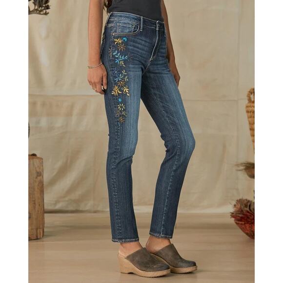 Sundance Driftwood Audrey Cassia Embroidered Floral Jeans | Dark Wash | SZ 28 - Picture 2 of 14